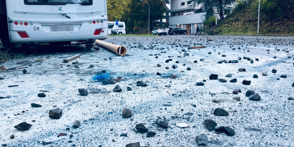 So sah es am Morgen «nach der Schlacht» aus. Bild Kapo St.Gallen