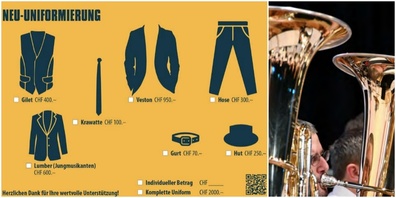 Mit der Sammelkarte können verschiedene Beträge für Uniformteile, ganze Uniformen oder individuelle Beträge gespendet werden.