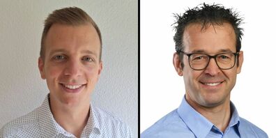 Lukas Kenel (links), neuer Kantonstierarzt, und Jürg Daniel (rechts), neuer Kantonschemiker des Kantons St.Gallen.