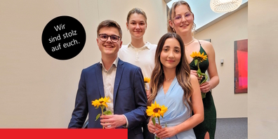 Timo Wildhaber, Jana Glaus, Helin Wenk und Jasmin Siegenthaler (v.l.n.r.) wurden im Rahmen der Abschlussfeier für ihre Anstrengungen belohnt.