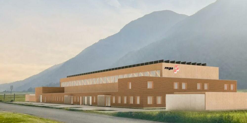 Der neue Hangar soll ein Engadiner Holzbau werden, indem ab 2027 die drei Helikopterbetriebe Rega, HeliBernina und Swiss Helicopter einziehen sollen.