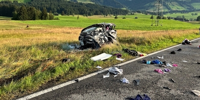 Bei einem Überholmanöver in einer langgezogenen Kurve stiessen zwei Autos frontal zusammen. Ein Lenker wurde in diesem Fahrzeug eingeklemmt und starb vor Ort.