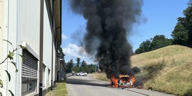 Kurz nachdem der Fahrer ausgestiegen war, begann das Elektroauto zu brennen.
