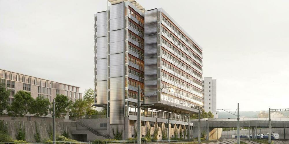 Wie ein Haus mit Satteltaschen: Das Projekt für einen Neubau in Oerlikon. Fassadenpflanzen sucht man freilich vergebens.