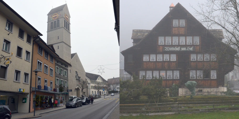 In Uznach gibt es ein Städtli mit Stadtkirche (links) und ein gut bewahrtes Landhaus aus der ersten Hälfte des 18. Jahrhunderts.