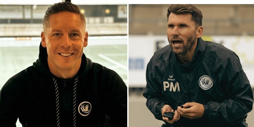 Cheftrainer Marco Hämmerli (links) und Assistenztrainer Philipp Muntwiler werden ihre Schlagkraft an der Hofchilbi Wil vom 27. Juli 2024 beim Bieranstich unter Beweis stellen.