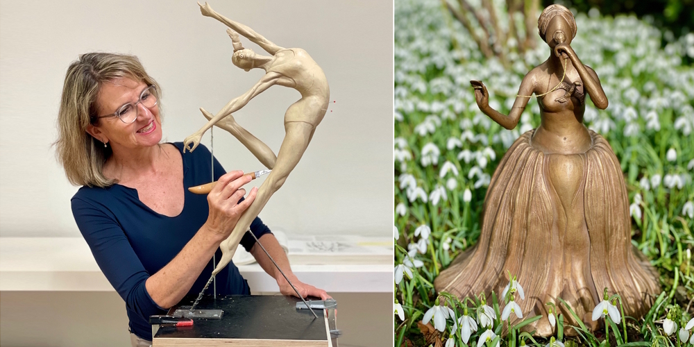 Die Ammler Bildhauerin Daniela Ferdani (l.) hat in der Bronze ihr Material und ihre Sprache gefunden. Die Ausstellung zeigt zumeist weibliche Aktmodelle.