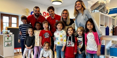 Die Kleinen hatten viel Spass mit Fabian Maier und Dominic Lammer.