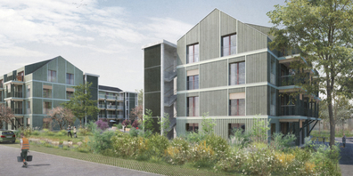 Visualisierung Bauprojekt "Wohnen 55+" an der Bedastrasse in Gossau.