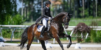 Priska Reutimann mit Charm im Bergauf-Galopp.