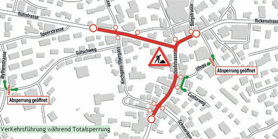 So wird der Verkehr am Wochenende des 5.Juli in Eschenbach gesteuert.