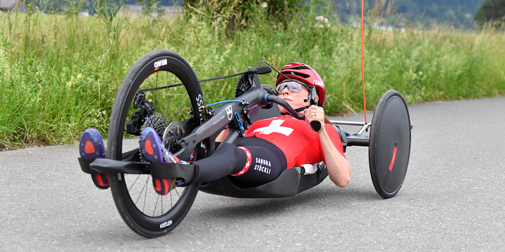 Sandra Stöckli erreichte mit ihrem Handbike eine Durchschnittsgeschwindigkeit vom 35,6 km/h.