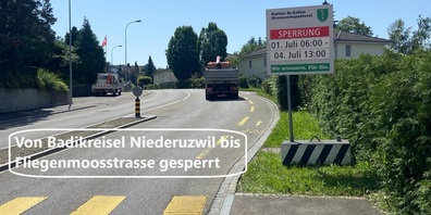 Wegen Belagsarbeiten wird die Flawilerstrasse vom 1. bis 4. Juli  2024 im Abschnitt Badikreisel bis Fliegenmoosstrasse für den Verkehr gesperrt. 