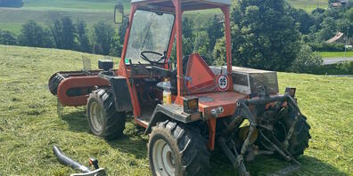 Die Frau hatte vergessen, den Motor des Mähers abzustellen.