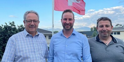 v.l.n.r.: Markus Straub (Präsident SVP Rüthi und Wahlvorschlag GPK Oberstufe), Michael Göldi (Vizepräsident und Wahlvorschlag Gemeinderat) und Christof Frei (Vorstand SVP Rüthi)