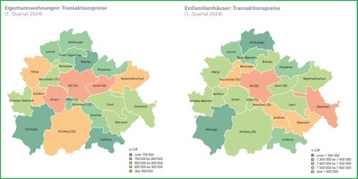 Region Wil-Uzwil: Die erzielten Preise für Eigentumswohnungen und Einfamilienhäuser im ersten Quartal 2024.