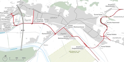 Der Uzner Gemeinderat ist vom Nutzen der Verbindungsstrasse A15-Gaster überzeugt und sieht darin die letzte greifbare Verkehrslösung für Uznach.