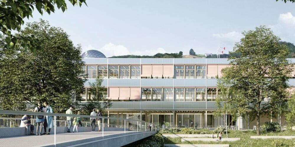 Der Neubau der Kantonsschule Wattwil wird über 70 Millionen Franken kosten. Im Bild eine Visualisierung des geplanten, dreistöckigen Gebäudes.