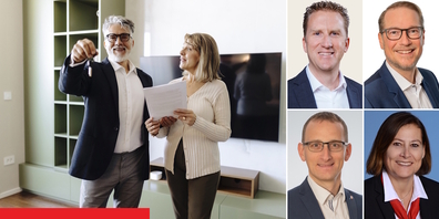 Ihre lokalen Expertinnen und Experten beraten Sie kompetent und ganzheitlich Martin Hefti (Raiffeisenbank Rapperswil-Jona), Markus Stoffel (Raiffeisenbank Schänis-Amden), Oliver Schmid (Raiffeisenbank Benken) und Karin Schir (Raiffeisenbank am Ricken).