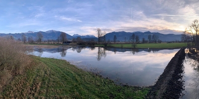 Flutwiesenlandschaft rund um den Entensee nach Durchführung der Moorregeneration und Aufwertung.