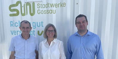 Projektleiter der Stadtwerke Stefan Erni, Stadträtin und Departementsvorsteherin "Versorgung Sicherheit" Claudia Martin sowie Roger Läng, Projektleiter der Axpo Grid AG.
