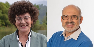 EDU-Kreisparteipräsident Ruedi Müller (r.) empfiehlt Renate Rhyner-Brändli wegen ihrer Erfahrung und ihrer klaren Werte für den Schmerkner Gemeinderat.