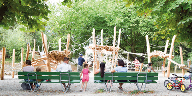 Das hölzerne Herzstück auf dem neugestalteten Munot-Spielplatz.