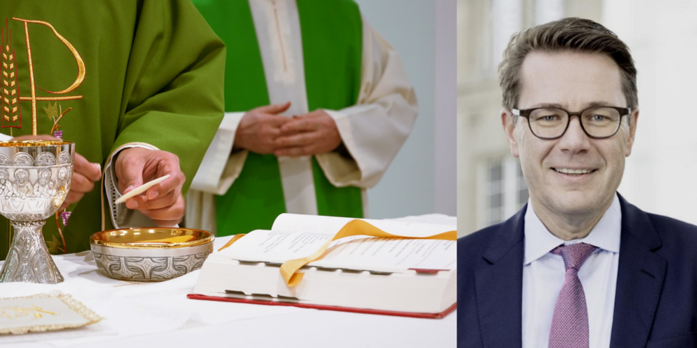 An der Veranstaltung diskutieren Benedikt Würth, Ständerat SG (Bild rechts); Rita Famos, Präsidentin der Evangelischen Kirche Schweiz und Guido Scherrer, Generalvikar des Bistums St.Gallen.