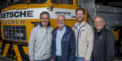 Die Führungspersonen des Kriessner Familienbetriebs (v.l.n.r.): Daniel, Peter, Christian und Jürg Dietsche. 