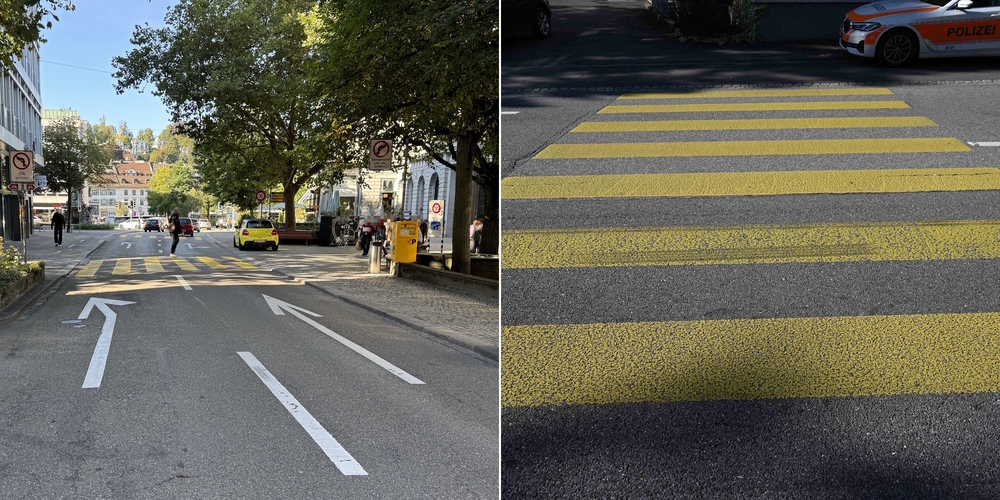 Die Unfallstellen am Oberen Graben in der Stadt St.Gallen (l.) und an der Churerstrasse in Buchs SG.