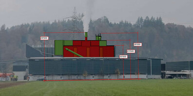 Ein zentraler Bau wird von 20 Meter Höhe auf 30 Meter Höhe erweitert.