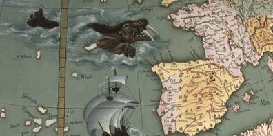 Der St. Galler Globus zeigt ein Seeungeheuer vor der französischen und spanischen Küste.