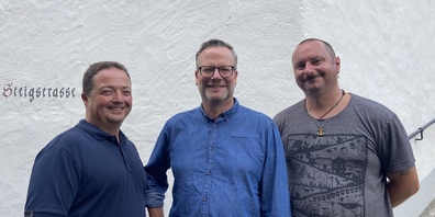 v.l.n.r.: Dirc Marti (Kandidat Schulrat OMR Heerbrugg), Patrik Sieber (Kandidat Gemeindepräsidium) und Riccardo Sieber (Kandidat GPK Primarschule)