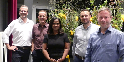 Die Kandidaten, vl. Patrik Sieber, Urs Lüchinger, Sarah Bösch,  Joel Zünd und Claudio Kehl