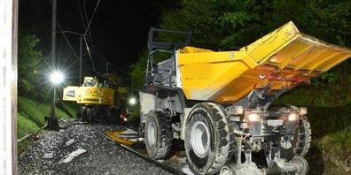 Beim Zusammenstoss zwischen Dumper und Bagger auf dem Bahngleis verletzten sich drei Personen, eine davon schwer.