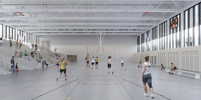 So soll die neue Sporthalle am See von innen aussehen.