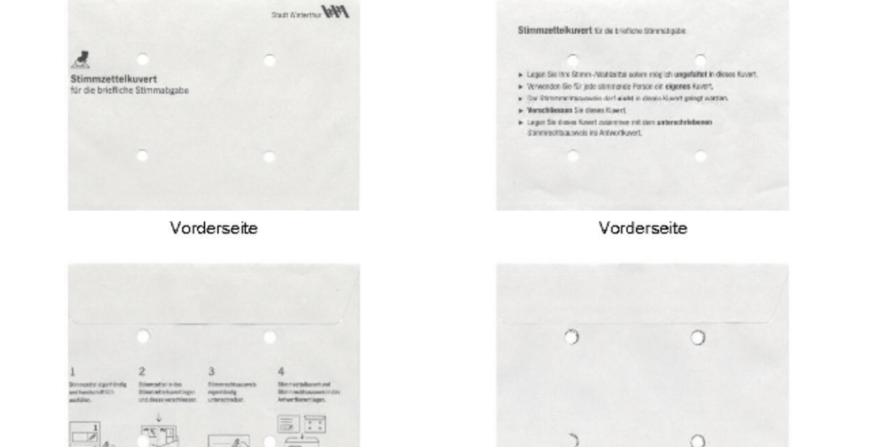 Die Stimmzettelkuverts mit dem Logo der Stadt Winterthur können verwendet werden.