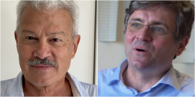 Der Ex-Lehrer von Barbara Dillier, Markus Beerli (l.) zeigt Anwalt Sandro Ruggli (r.) die rote Karte.