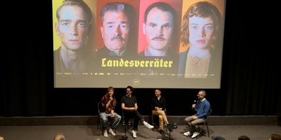 Hauptdarsteller Dimitri Krebs, Regisseur Michael Krummenacher, Produzent Ivan Madeo im Gespräch mit Filmjournalist Philipp Portmann im Kinok in St.Gallen.
