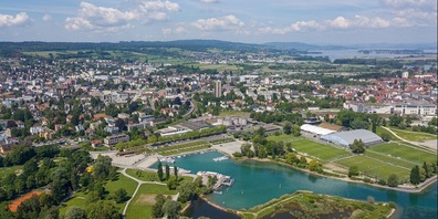 Die Stadt Kreuzlingen aus der Vogelperspektive.