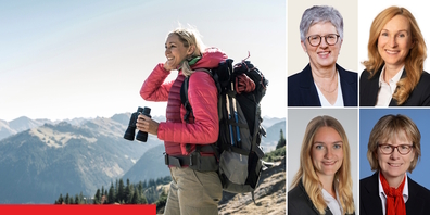 Ihre lokalen Expertinnen und Experten beraten Sie kompetent und ganzheitlich Eva Klaus (Raiffeisenbank Rapperswil-Jona), Sarah Jöhl (Raiffeisenbank Schänis-Amden), Daniela Kündig Brunschwiler (Raiffeisenbank Benken) und Jacqueline Rohrbasser (Raiffeisenbank am Ricken).