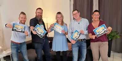 Von links nach rechts: Stefan aus Muhen, Reto aus Suhr, Daniela aus Dulliken, Dani aus Herznach (Sieger) und Monica aus Kölliken – die Teilnehmer der Kochshow «Mini Chuchi, dini Chuchi».