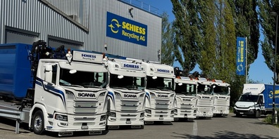 Die Schiess Recycling AG, Niederuzwil, verfügt über einen sehr modernen, energieeffizienten Fahrzeugpark.