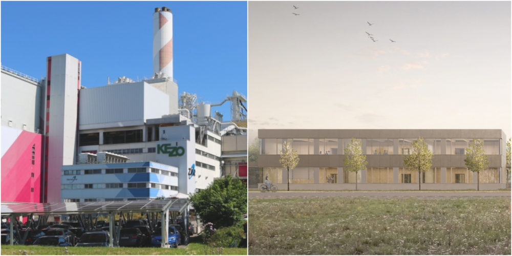 Themen am Infoanlass sind der Planungskredit für den Ersatzneubau der KEZO (l.) sowie der Baukredit für die Erweiterung der Primarschulanlage Weiden (r., Visualisierung).