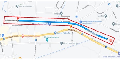 Verlauf der geplanten ersten Gossauer Velostrasse.