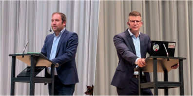 Am Anlass sprachen die SVP-Nationalräte Lukas Reimann (l.) und Mike Egger.