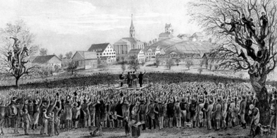 Am 22. November 1830 versammelten sich etwa 10'000 Menschen auf dem Zimikerhügel.