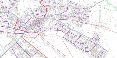 Ausschnitt aus dem Detailplan Baugebiet Ost des totalrevidierten Uzner Gemeindestrassenplans.