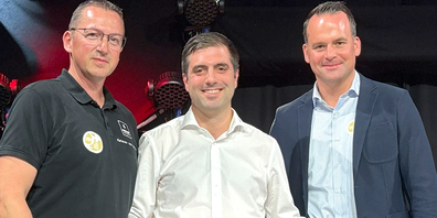 Oberexperte Remo Meier, Michael Sedda, Marketingleiter Ernst Sutter AG,  und Damian Müller, Präsident Schweizer Fleisch-Fachverband