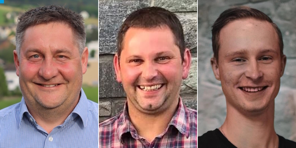 Treten auch im zweiten GPK-Wahlgang an: (v.l.) Dominik Weibel (FDP), Jörg Frischknecht (SVP) und Joel Boos (parteilos).